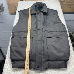 Vintage Branded Lion grey vest, Green and Black flannel Plaid lined, size large